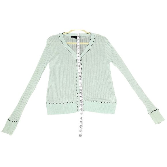 White House Black Market Womens Medium Mint Green V-Neck Cardigan Sweater - Picture 7 of 8